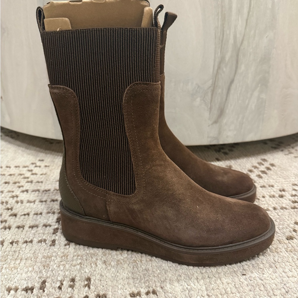 Dolce Vita Brown Suede Platform Chelsea Booties